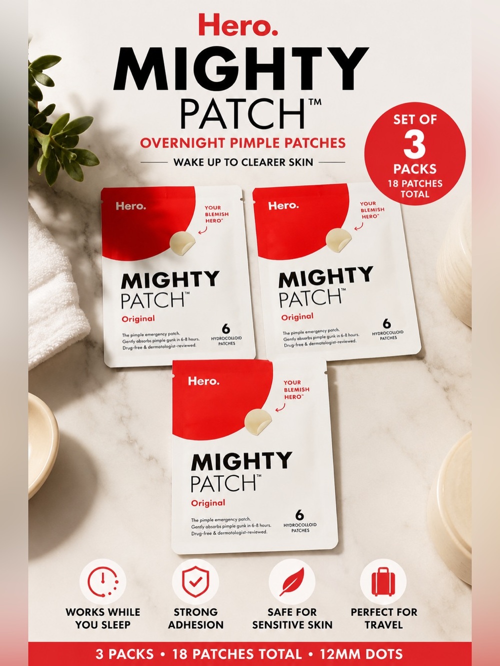 Hero Cosmetics Mighty Patch Original - Set of 3 (18 Patches Total) - NWT